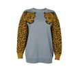 thumbnail image 4 of Mujeres verano moda casual suelta manga completa costura animal print o cuello blusa suéter Fridja  hjk856, 4 of 5