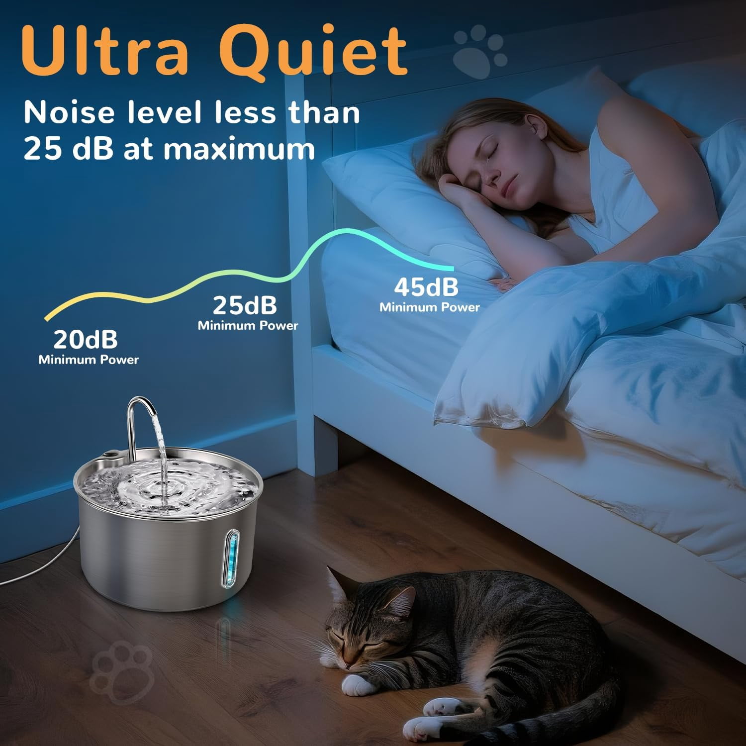 Automatic Stainless Steel Pet Water Fountain, 4L/135oz Capacity with Replacement Filters, Ultra-Quiet Adjustable Pump, 3 Flow Modes for Cats and Dogs in Multi-Pet Homes