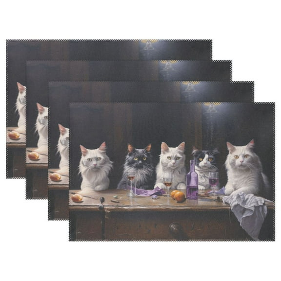 Cats Desk Drink 12×18 inch Placemats Heat Resistant Washable Foldable Rectangular Placemats Set Decoration Indoor Outdoor for Kitchen Dining Table 1PC