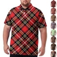 thumbnail image 2 of BRANROY Men's Big and Tall Polo - Plaid with Collar UPF 50+ Mens Golf Shirts Short Sleeve, Breathable Casual Work Shirts & Short Sleeve Polo Shirts - Great for Daily,Brown,2XL, 2 of 8