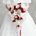 thumbnail image 1 of Ramo para novia, cintas suaves, accesorios para fotografía, decoración para hogar, flores artificiales para , , boda, iglesia, , ROJO 21.65x9.84 pulgadas perfecl Ramo de novia de mano, 1 of 8