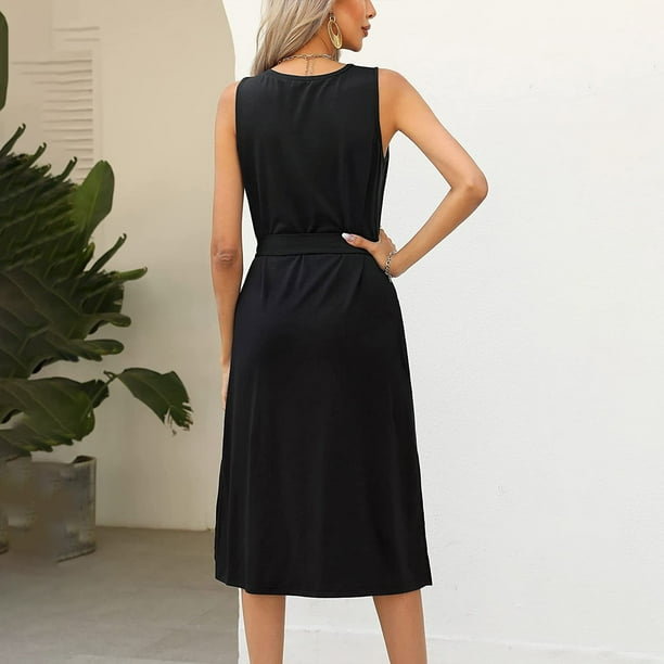 Finelylove Black Dress For Funeral Casual Maxi Dress A-line Regular  Sleeveless Solid Black L - Walmart Business Supplies