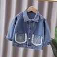 thumbnail image 4 of WQNVRNR Girls Denim Jacket- Casual Fall Button Front Drop Shoulder Jean Jacket Coat with Pockets Blue Size 9 Years, 4 of 7
