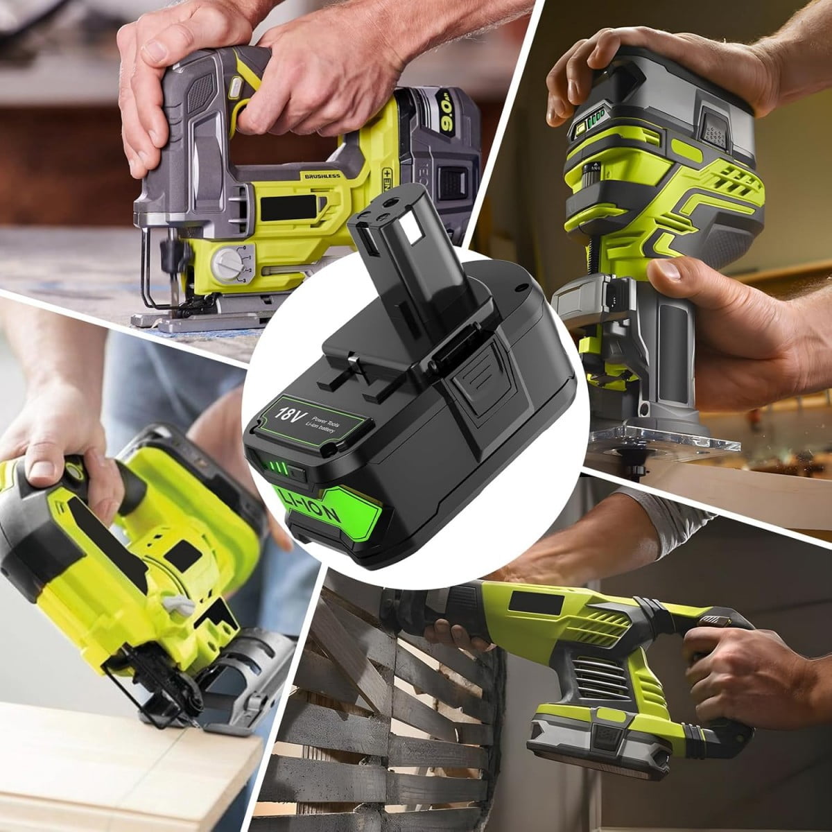 8.0Ah Replacement for Ryobi 18V Battery and P117 Charger Combo Compatible with Ryobi 18V One+ Battery RB18L25 RB18L50 P108 P107 P104 P780(2 Battery+1Charger)