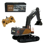 Kids RC Excavator Construction Tractor Toy with Smoke & Head Lights Rechargeable Mini Truck for Gift