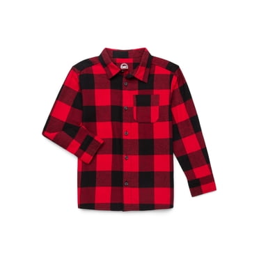 Wonder Nation Boys' Long Sleeve Flannel Shirt, Sizes 4-18 & Husky