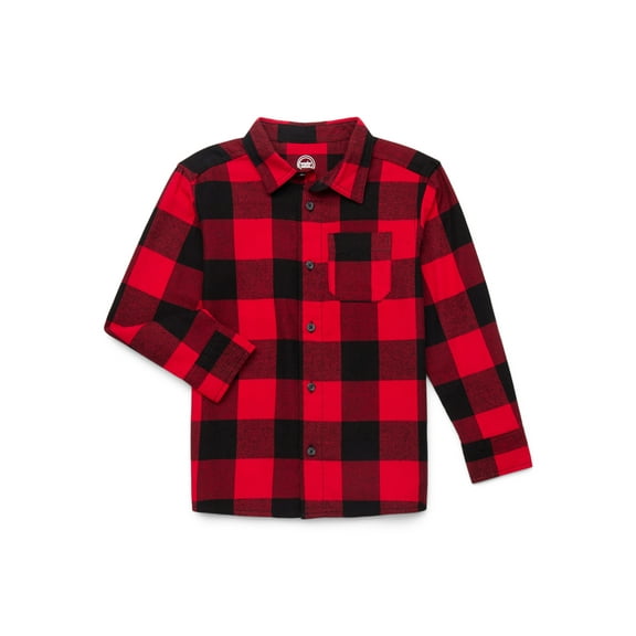 Wonder Nation Boys' Long Sleeve Flannel Shirt, Sizes 4-18 & Husky