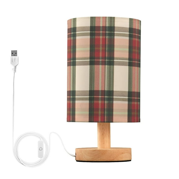 Plaid Pattern with Mixture Colors Table Lamp with USB Port LED Warm Light Lamp Night Light Home Decor