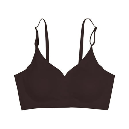 

KDDYLITQ Women s Padded Bralette Seamless Strappy V Neck Full Coverage Comfort Bra Brown XL
