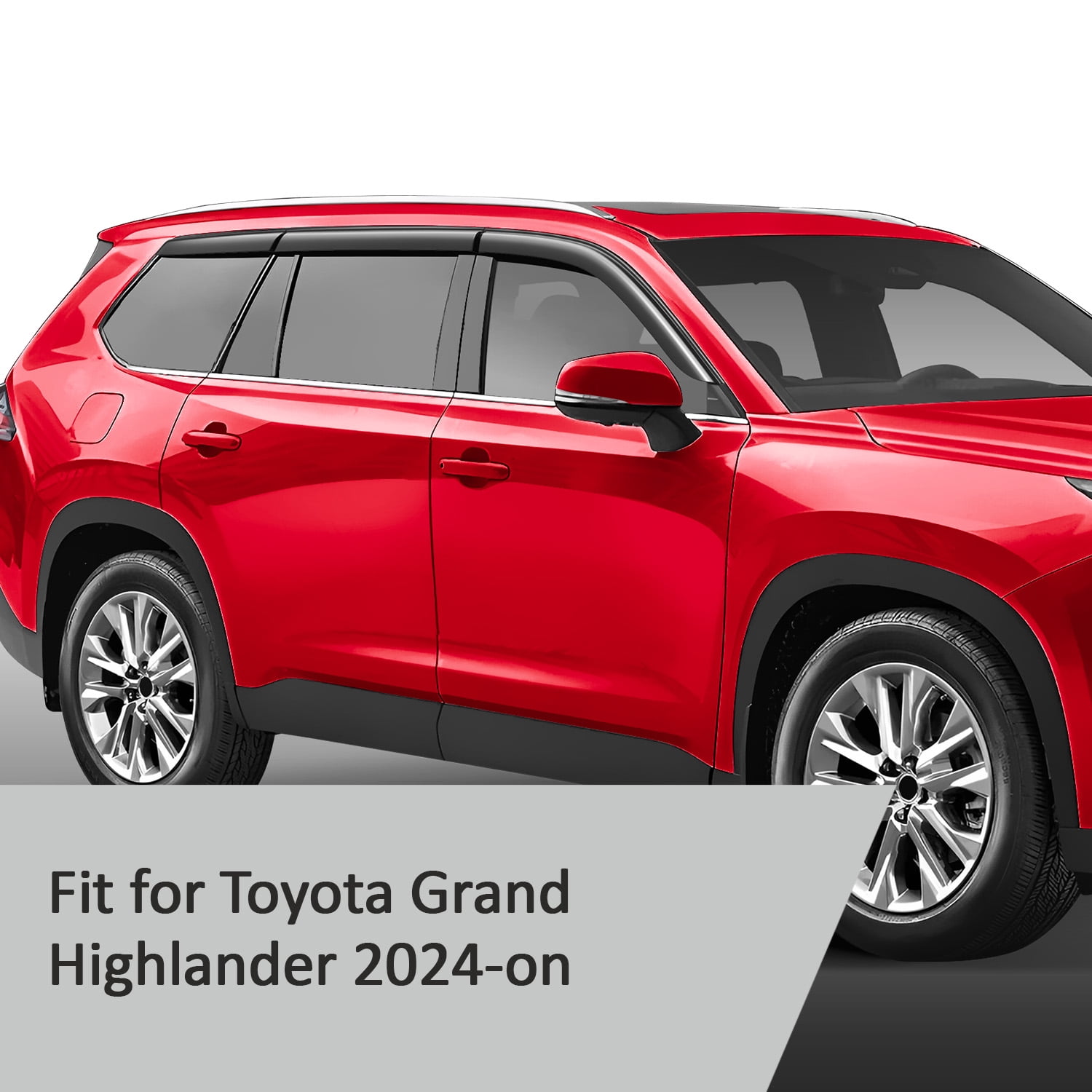 Voron Glass Tape-on Extra Durable Rain Guards for Toyota Grand Highlander 2024-2026, Window Deflectors, Vent Window Visors, 6 Pieces - 100784