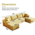 thumbnail image 3 of 140 '' Oversized U-Shaped Chaise Sofa Modern Modular Cloud Couch with Deep Seating Upholstered Sofa for Living Room Bedroom,No Assembly Required, Yellow(Teddy Fabric), 3 of 8