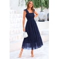 thumbnail image 3 of Vestido PRETTYGARDEN Azul Marino Sin Mangas con Fruncido, Largo Midi y Volantes XXL, 3 of 9
