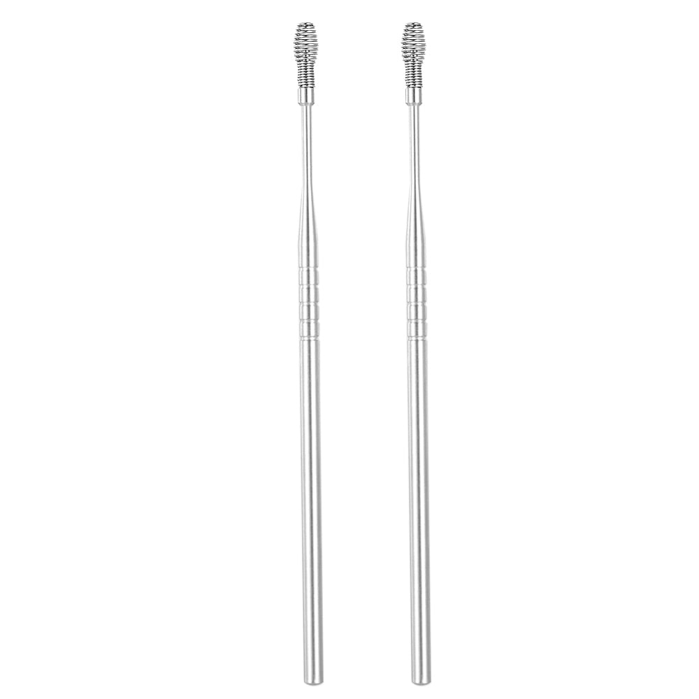 2Pcs Stainless Steel Ear Pick Curette Ear Wax Remover Spiral Spring Earpick Ear Cleaner