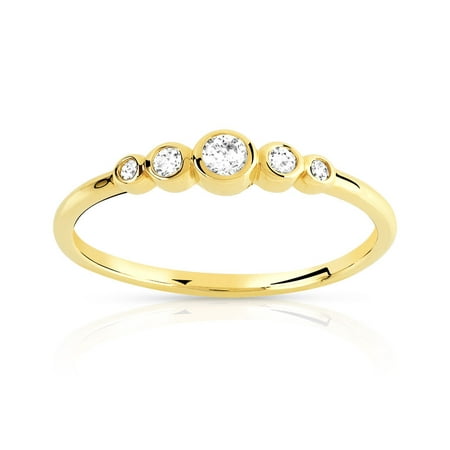 Trillion Designs 1/5 CT.T.W Round Cut Genuine Diamond Five Stone Engagement Ring In 10K Gold