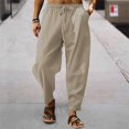thumbnail image 3 of Pantalones casuales sueltos de lino y algodón transpirables de verano para hombre, 3 of 5