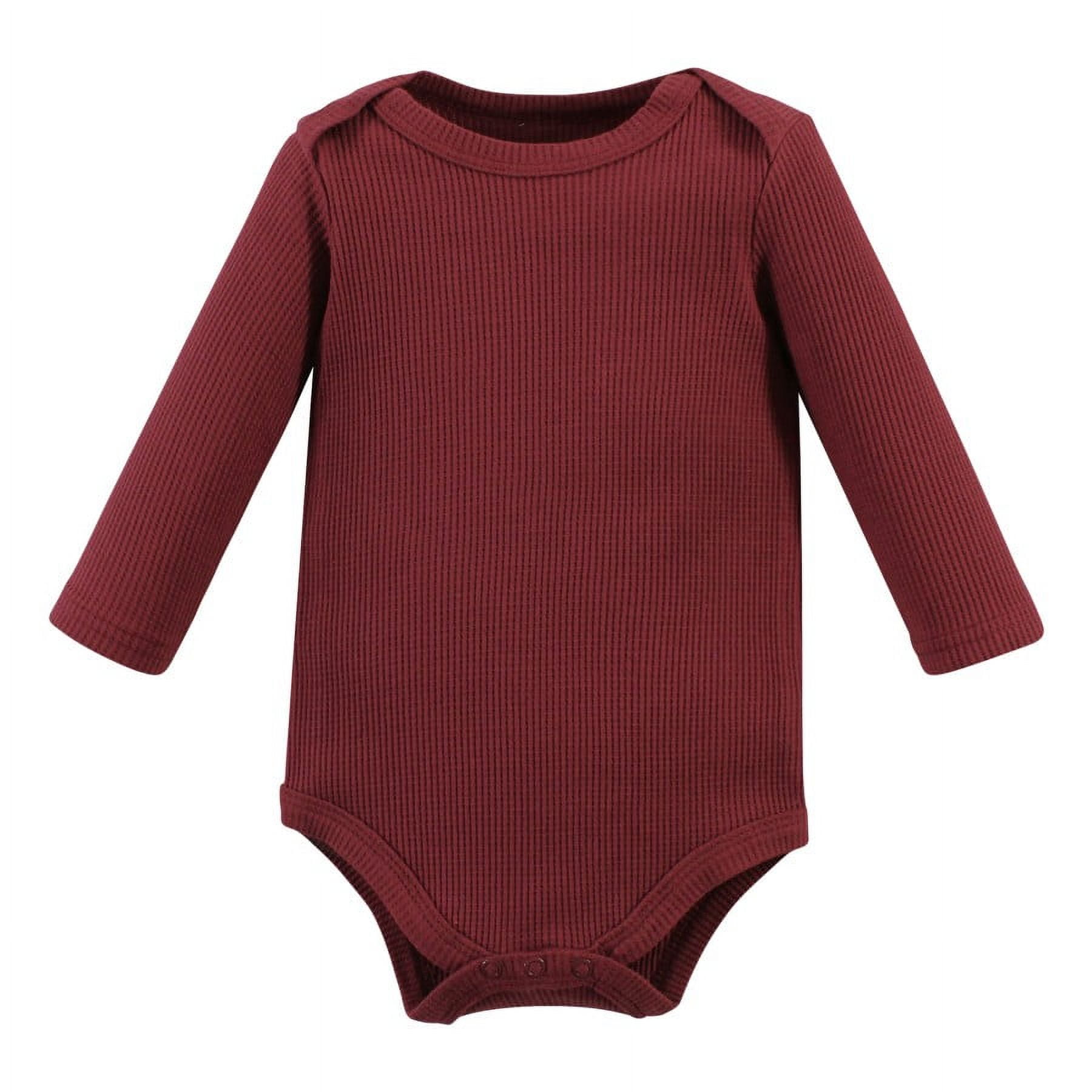 Hudson Baby Infant Girl Thermal Long Sleeve Bodysuits, Acorn Botanical, 3-6 Months