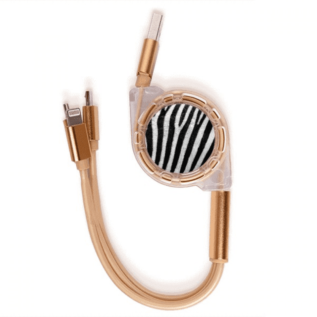 Zebra Feather Abstract Design Cable de carga telescópico múltiples USB tres en uno