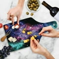 thumbnail image 4 of Outer Space Cutting Board, Stars and Dusty Gas Cloud in Planetary Cosmos Universe Print, Decorative Tempered Glass Cutting and Serving Board, Wine Bottle Shape, Purple Pink Navy, by Ambesonne, 4 of 5