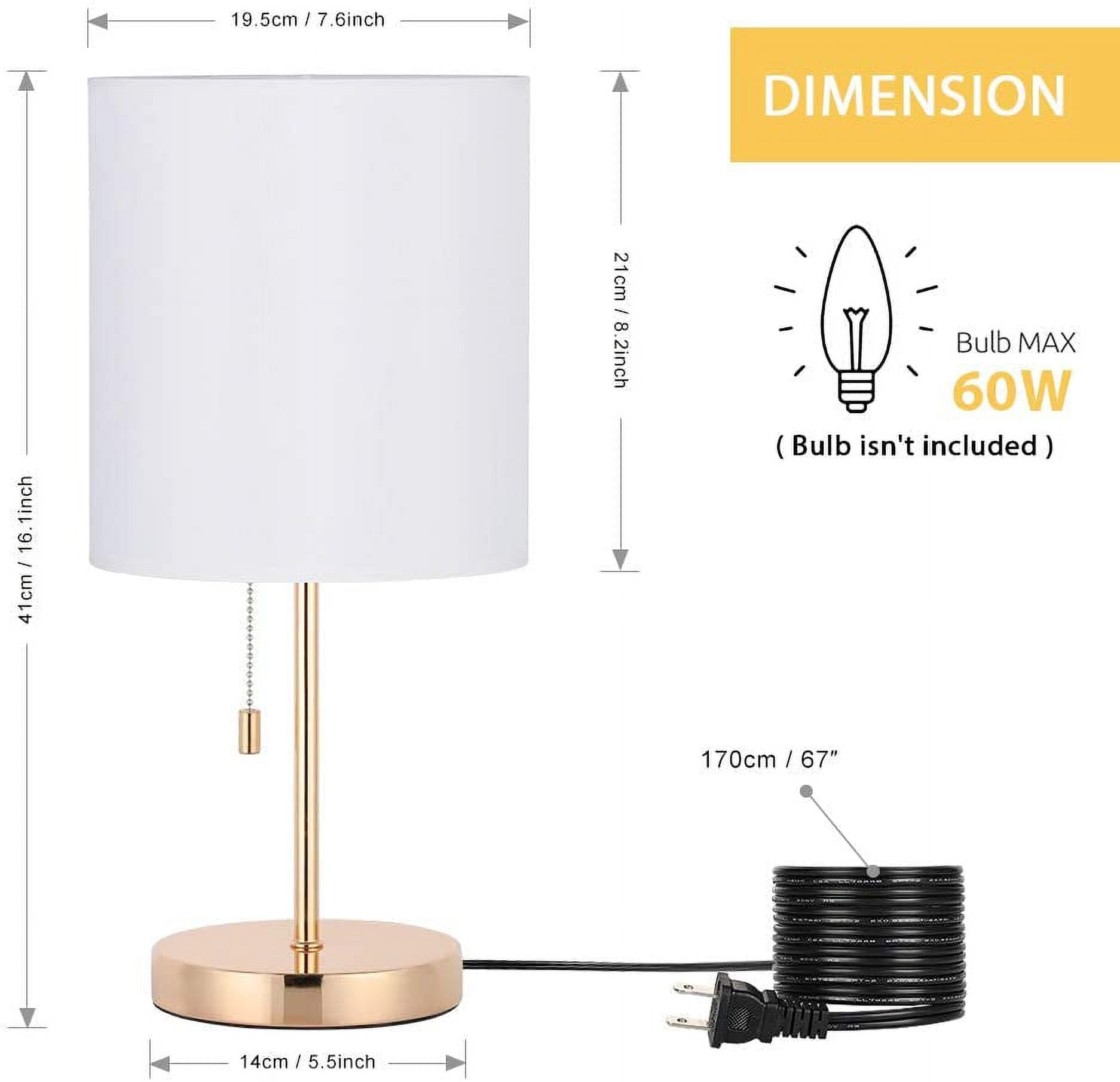 Oumilen Modern Desk Lamp with Metal Base Fabric Lamp Shade - Gold