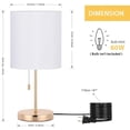thumbnail image 3 of Oumilen Modern Desk Lamp with Metal Base Fabric Lamp Shade - Gold, 3 of 7