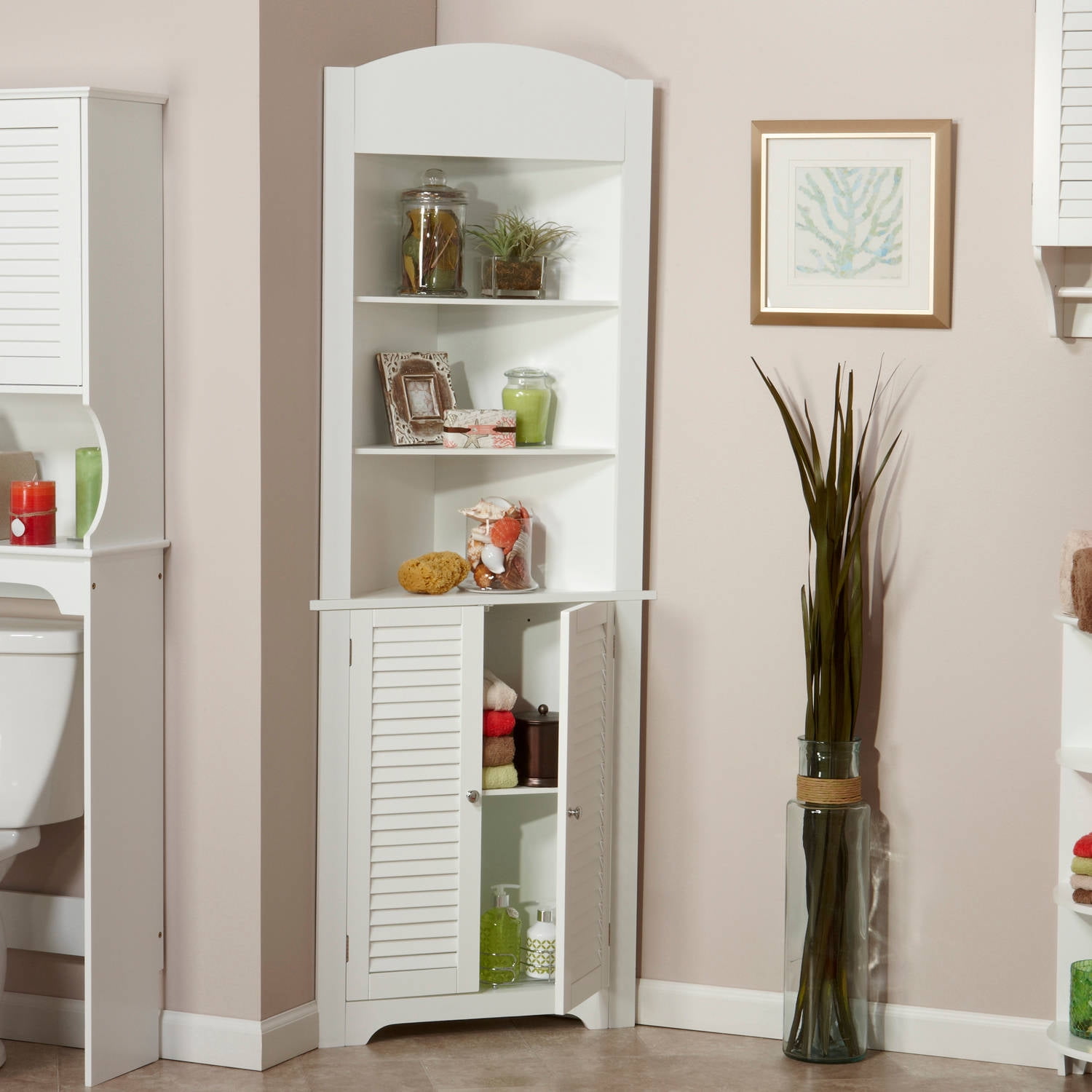 Riverridge Home Ellsworth Tall Corner Cabinet White Walmart throughout Walmart Corner Cabinet