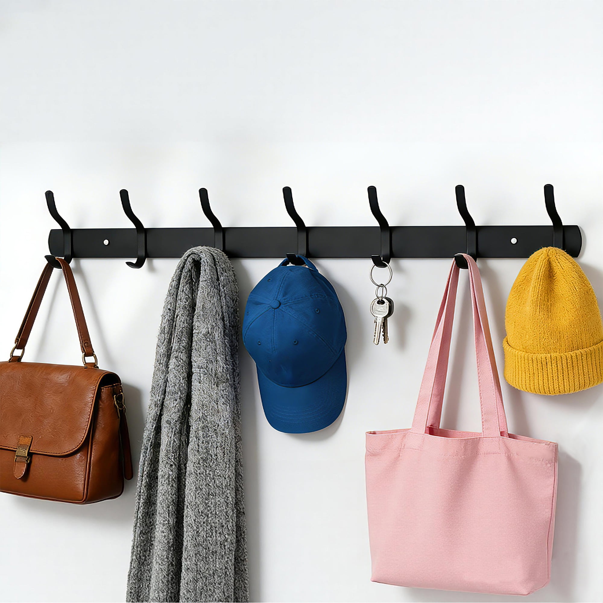 Coat Hooks with 7 Hooks, Double-headed Wall Hook Rack, Heavy Duty Coat Hanger Wall Mount for Entryway and Bedroom Bathroom