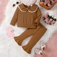 thumbnail image 2 of CZHQWE Girls Size 7 Clothes Girl Clothes 5T Toddler Girl Clothes Drop Shoulder Top Pullover Pants Fall Winter Outfit Set Brown, 2 of 5