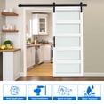 thumbnail image 6 of Dextrus 36"x 84" Sliding Barn Door, Single Track Sliding Barn Door with Frosted Glass Panels, Hardware Kit and Handle for Interior & Exterior Use, White, 6 of 6