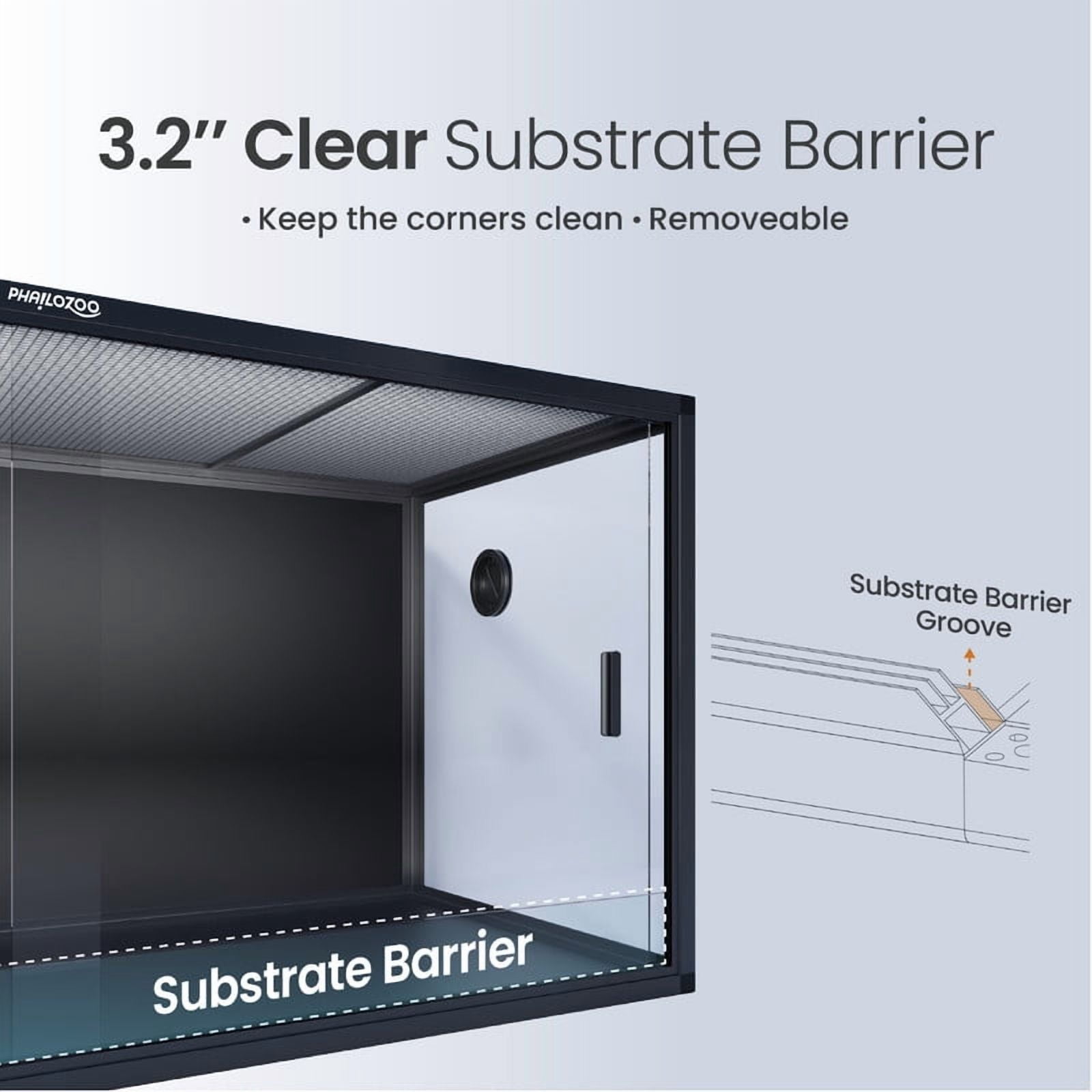 Phailozoo 4x2x2 Reptile Terrarium Enclosure with Ventilation, Stackable, Black