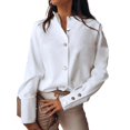 thumbnail image 2 of Tops Y Blusas con Botones a , Cuello Alto, Manga Larga para Mujer, + Tops con Botones a Y Yinane Camisa de las señoras, 2 of 8