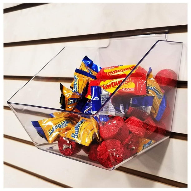 Clear Slatwall Acrylic Dump Bin, 6" L x 5.5" H x 7.5" D, Small Bin, 1