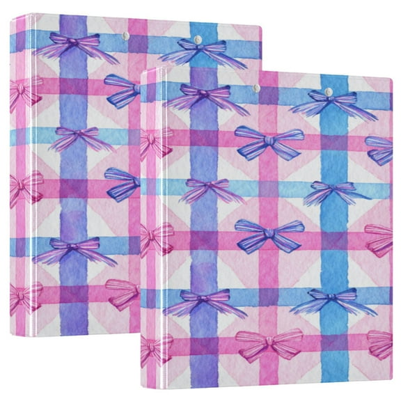 3 Ring Binder 1.5 inch Round Rings with Interior Pockets Binders Organizer Office School 2Pack Pink and Blue Bows