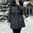 thumbnail image 6 of Breezora Womens Mid Length Parka Style Cotton Jacket with Faux Fur Trim Waist Defining Winter Coat M Size Black, 6 of 9