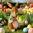 thumbnail image 5 of Horivan Cute Rabbit Garden Statue Outdoor Decor, Resin Bonsai Pot Sculpture, Weatherproof Patio Yard Ornament for Home and Garden Decoration, 5 of 7