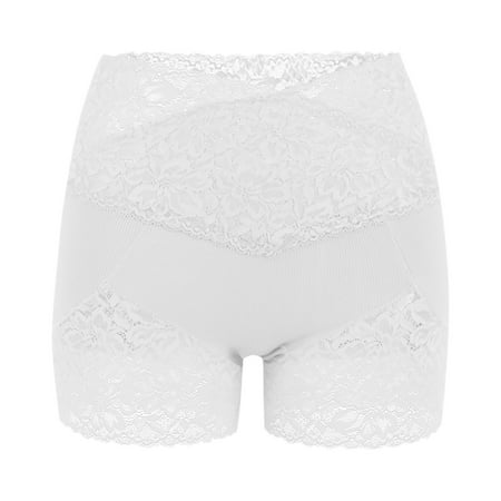 GA WEIHUA ClearancePretty Lace Boxer Briefs for Women V Cut Criss Cross High Rise Panties Stretch Boyshort Panty Floral Lace Lingerie(White L)