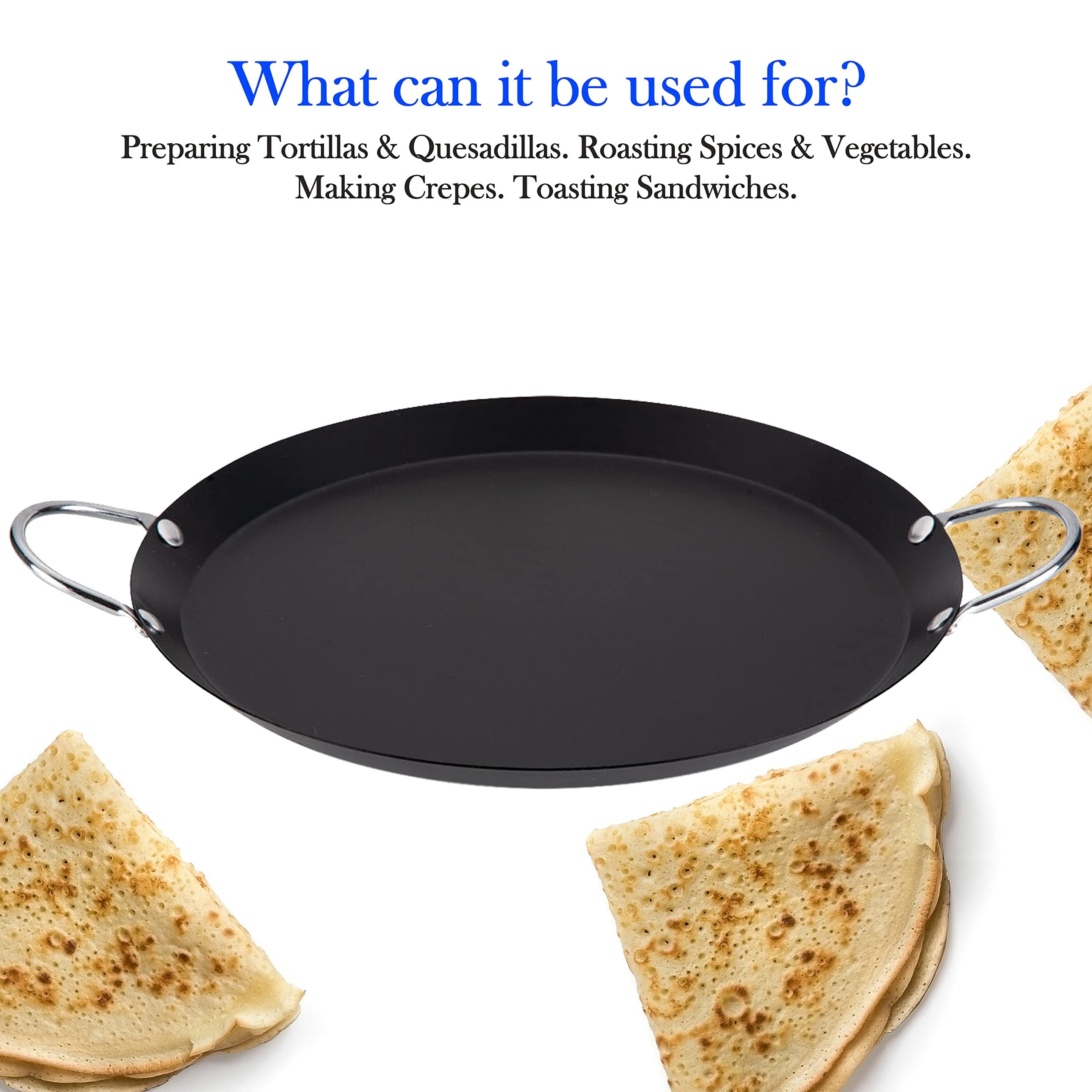 Alpine Cuisine 14 in Round Nonstick Carbon Steel Griddle Pan