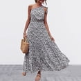 thumbnail image 2 of USSUMA Summer Dresses For Women 2022 Beach Women's Summer Boho One Shoulder Sleeveless Floral Print Ruffle Beach Party Tiered Maxi Dress Casual Swing Long Sundress, 2 of 7