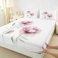thumbnail image 3 of jejeloiu Ink Aesthetic Art Full Size Sheets,Retro Rustic Floral Bed Sheets,White Pink Sheet Sets For Kids,Ultra Soft Home Decor,4 Pieces, 3 of 7
