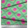 thumbnail image 3 of Soimoi Coton Tissu Cambier Quattefoil Design, Feuilles & Rose Imprimé Floral 1 Yard 56 Inch Wide, 3 of 3