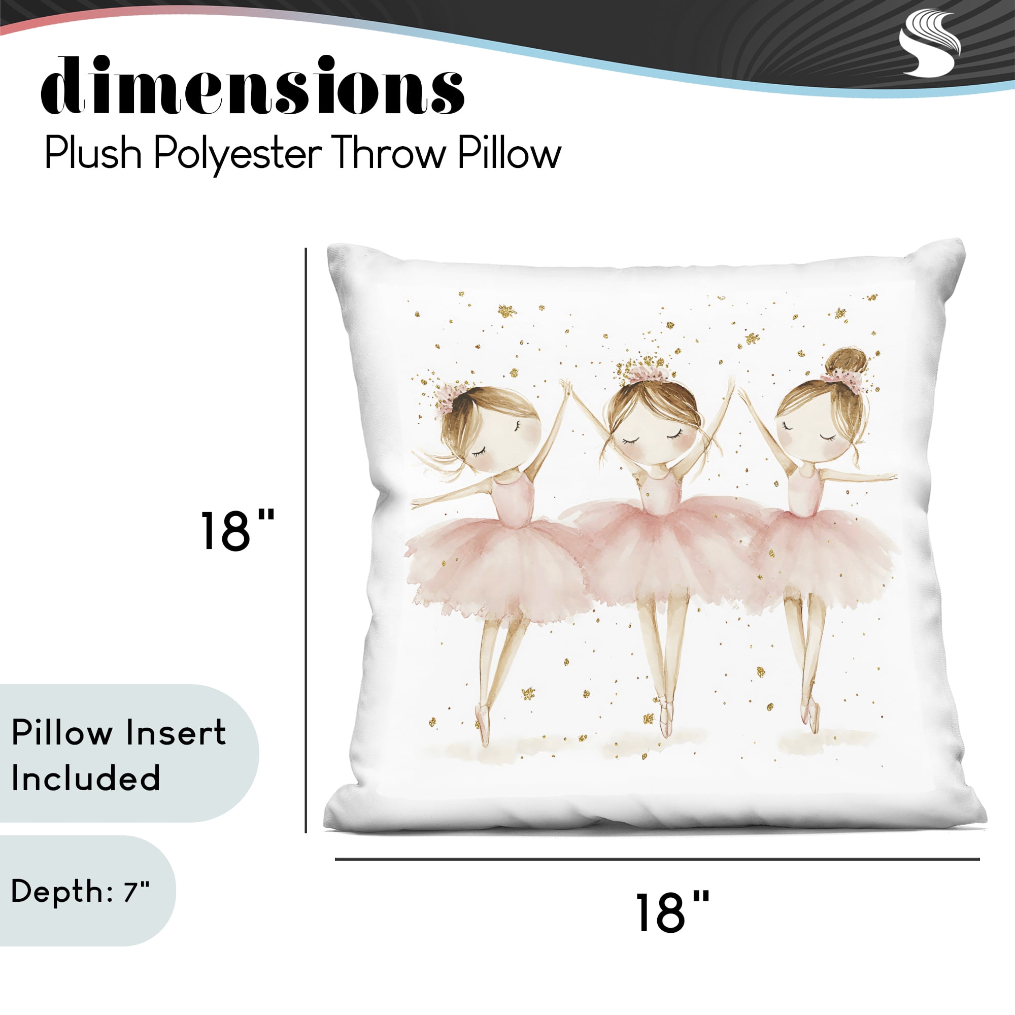 Stupell Industries Trio Of Ballerinas Decorative Printed Throw Pillow, design by Creative Studio