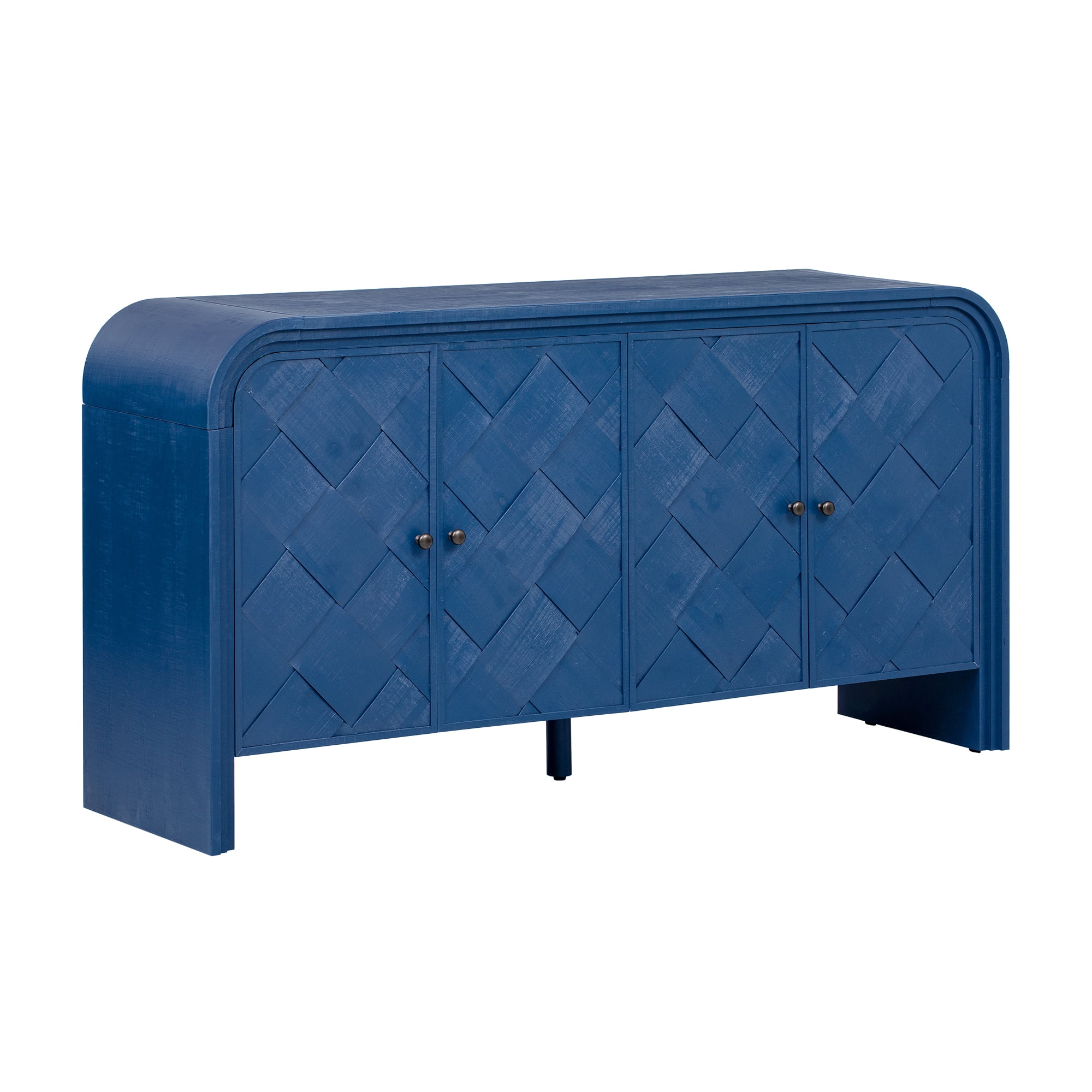 Euroco 59.8" Sideboard Buffet Cabinet,Long Storage Cabinet with Shelves and 4 Doors,Modern Coffee Bar Cabinet for for Dining Room, Living Room,Navy Blue