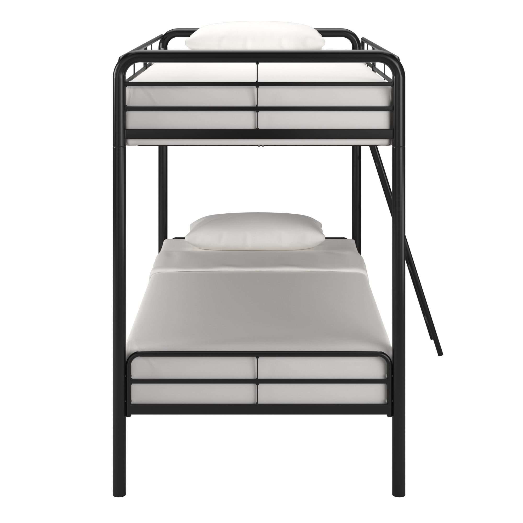 Chelsea Lane Elise Twin over Twin Modern Metal Bunk Bed with Ladder, Black