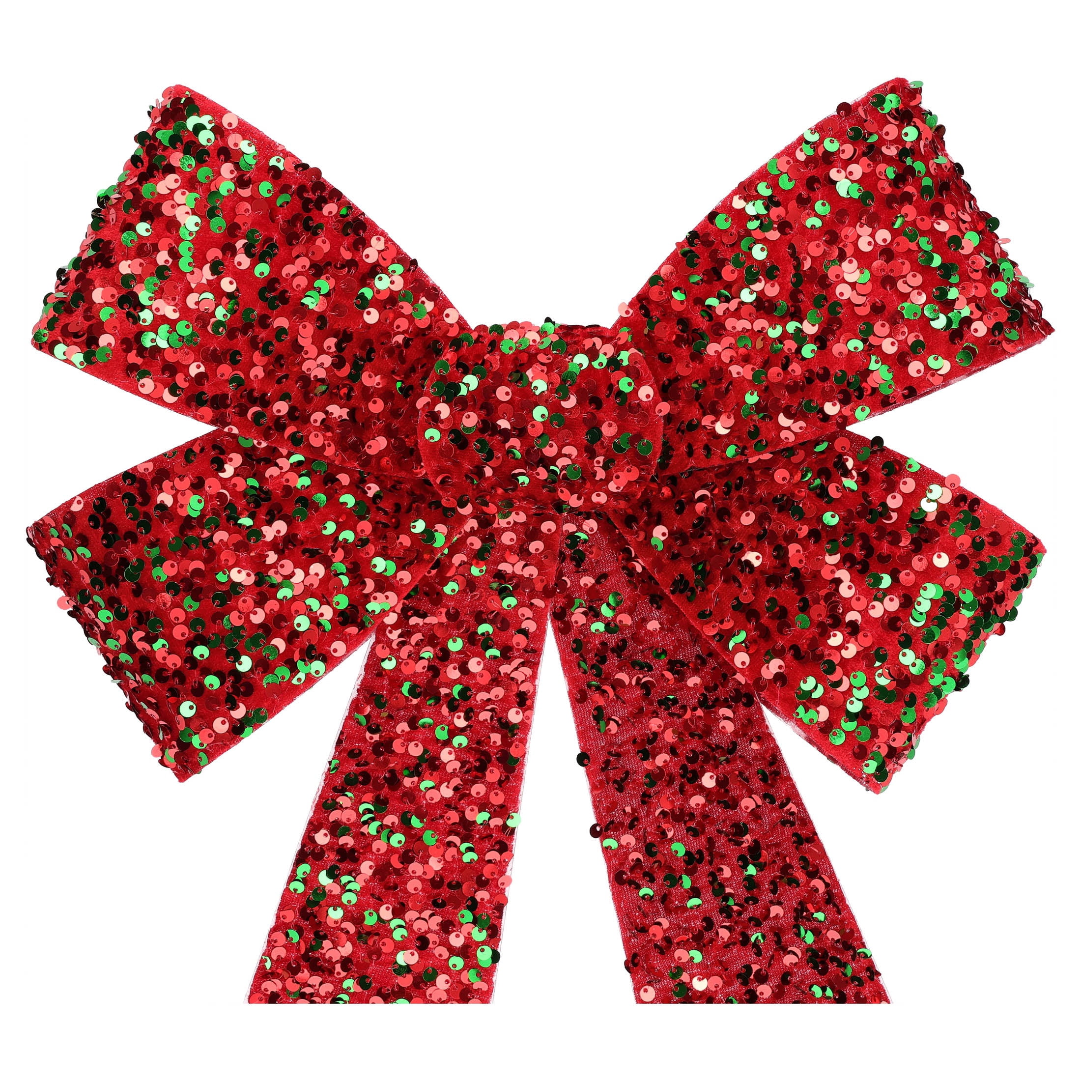 Red and Green Sequin Decorative Christmas Bow, 17", by Holiday Time