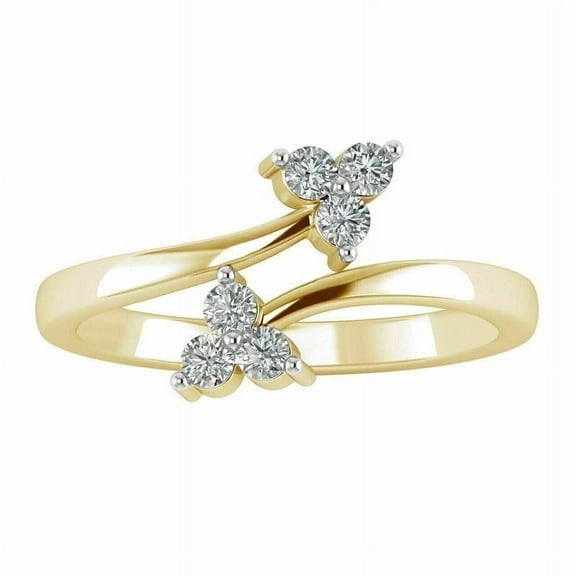 Khushi Gems 0.12 Ct Round White Diamond Toe Ring, 10k Yellow Gold Over Silver