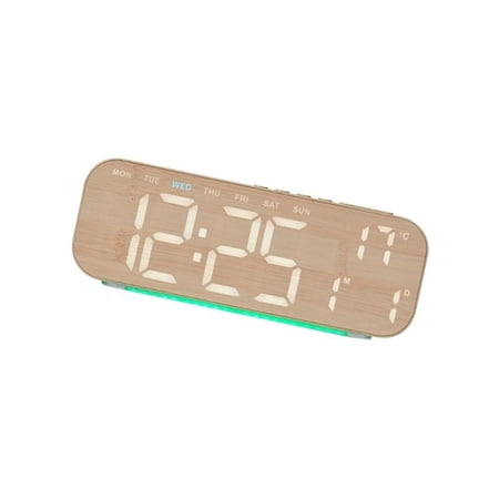 CEORPER Big Display Wooden Digital Clock with Mood Light & Temperature Reading 240mm