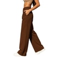 thumbnail image 7 of ClodeEU Women's High Waist Straight Leg Dress Pants with Pockets ,Business Casual Work Trousers Brown,Women's Plus L, 7 of 7