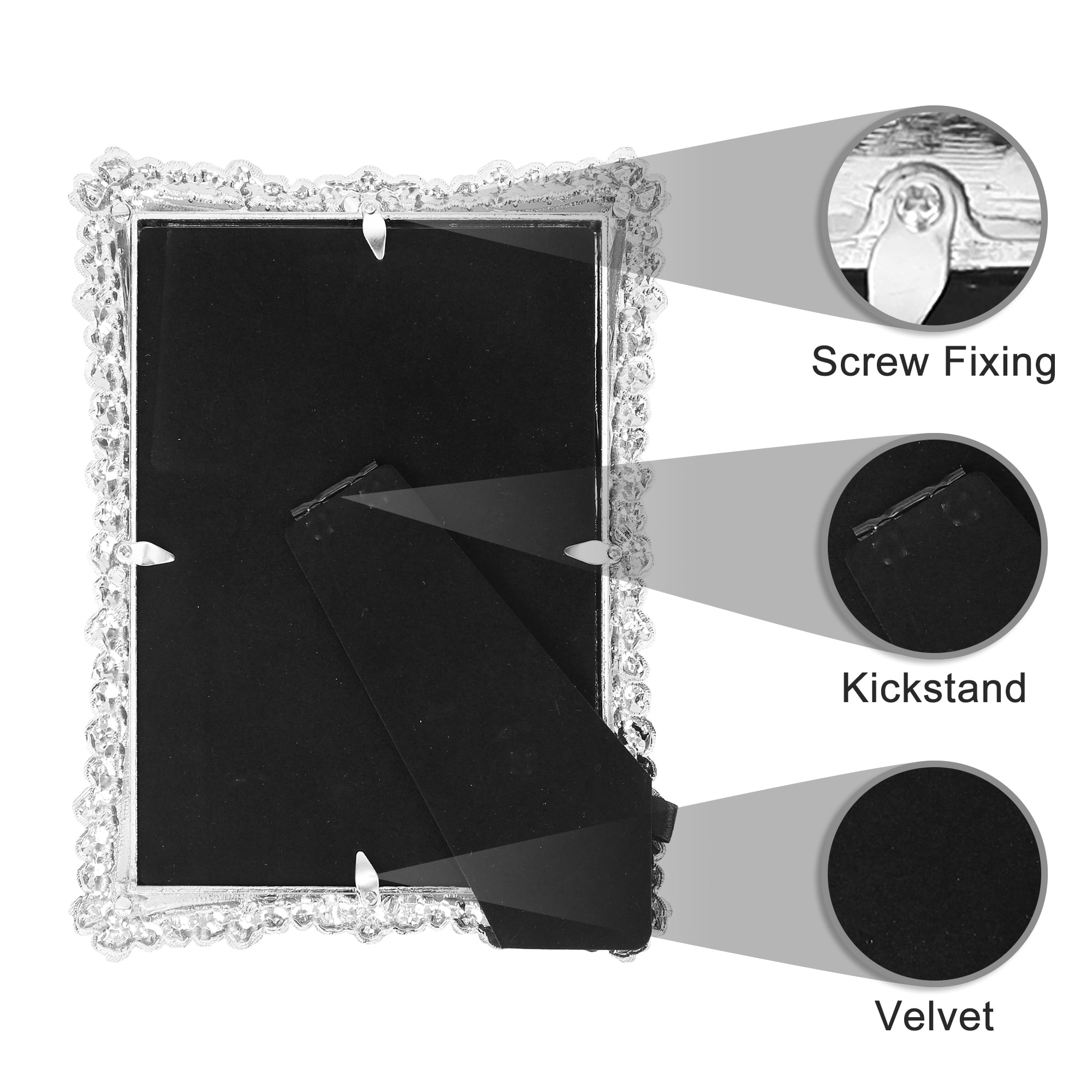 Unique Bargains Luxury Picture Frame Retro Plated Photo Frames Vertically or Horizontally Silver/Gold 4x6