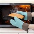 thumbnail image 5 of Unique Bargains 2pcs Soft Silicone and Cotton Heat-Resistant Oven Mitts Blue 11.2" x 7.7", 5 of 7