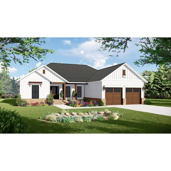 House Plan Gallery - HPG-1600C - 1,600 sq ft - 3 Bedroom - 2 Bath Small House Plans - Single Story Printed Blueprints - Simple to Build (5 Printed Sets)