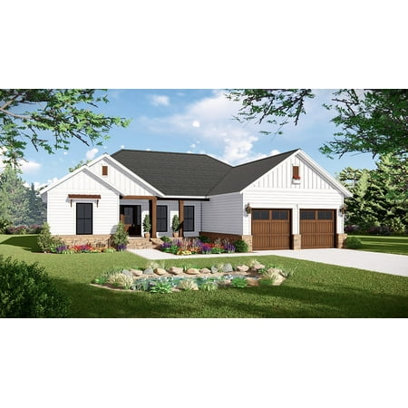 House Plan Gallery - HPG-1600C - 1,600 sq ft - 3 Bedroom - 2 Bath Small House Plans - Single Story Printed Blueprints - Simple to Build (5 Printed Sets)